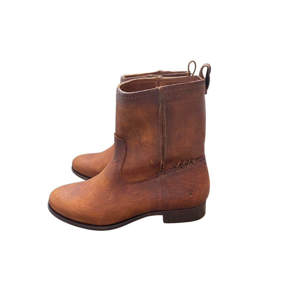 New Frye Womens Size 8.5 Cara Short Ankle Slouch Boots Cognac - Picture 5 of 12